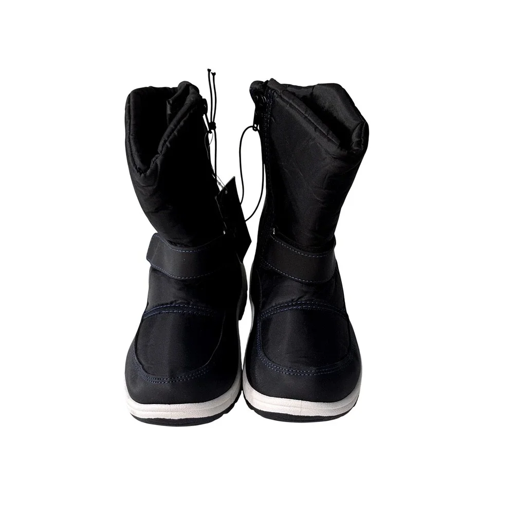 KomforMe Kids Black Blue Nylon Fleece Lined Winter Snow Boots New Size 1